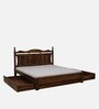 Sarni Sheesham Queen Size Bed In Scratch Resistant Provincial Teak Finish With Drawer Storage