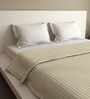 Cream Solid 100% Cotton Double Bed Duvet Cover  