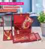 Maroon Satin Necklace Jewellery Organizer Bag with 5 Pouches