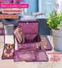 Purple Satin Necklace Jewellery Organizer Bag with 5 Pouches