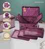 Purple Satin Necklace Jewellery Organizer Bag with 5 Pouches