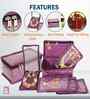Purple Satin Necklace Jewellery Organizer Bag with 5 Pouches