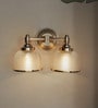 Satin Steel Double Wall Sconce with Rimmed Glass Shades