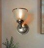Satin Steel Wall Sconce with Rimmed Glass Shade
