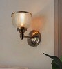 Satin Steel Wall Sconce with Rimmed Glass Shade