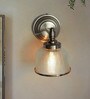 Satin Steel Wall Sconce with Rimmed Glass Shade