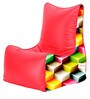 Sattva Cubes Printed Kids XXL Chair Bean Bag with Beans in Red Colour