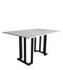Satvario Metal 6 Seater Dining Table in White & Grey Finish with Marble Top
