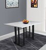 Satvario Metal 6 Seater Dining Table in White & Grey Finish with Marble Top