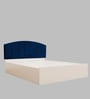 Satya  Queen Size Upholstered Bed In Blue Colour & White Colour With Box Storage