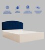 Satya  Queen Size Upholstered Bed In Blue Colour & White Colour With Box Storage