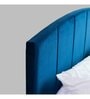 Satya  Queen Size Upholstered Bed In Blue Colour & White Colour With Box Storage