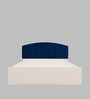 Satya  Queen Size Upholstered Bed In Blue Colour & White Colour With Box Storage