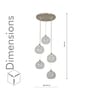 Savannah Modern Five-Light Ceiling Pendant In Stainless Steel With Clear Glass Shade