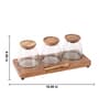 Set of 4 Savor Storage Jar Set Glass & Acacia Wood with Tray