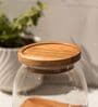 Set of 4 Savor Storage Jar Set Glass & Acacia Wood with Tray