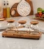 Set of 4 Savor Storage Jar Set Glass & Acacia Wood with Tray