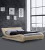 Savvy Leatherette Upholstered King Size Bed in Light Beige Colour