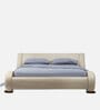 Savvy Leatherette Upholstered King Size Bed in Light Beige Colour
