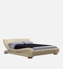 Savvy Leatherette Upholstered King Size Bed in Light Beige Colour