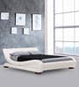 Savvy Leatherette Upholstered King Size Bed in White Colour