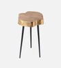 Sawed Log Metal End Table in Gold Colour