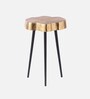 Sawed Log Metal End Table in Gold Colour