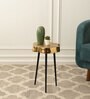 Sawed Log Metal End Table in Gold Colour