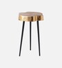 Sawed Log Metal End Table in Gold Colour