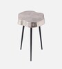 Sawed Log Metal End Table in Silver Colour