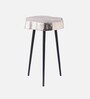 Sawed Log Metal End Table in Silver Colour