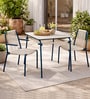 Sayfried Metal 2 Seater Outdoor Dining Set in Olive Blue Colour with Marble Top