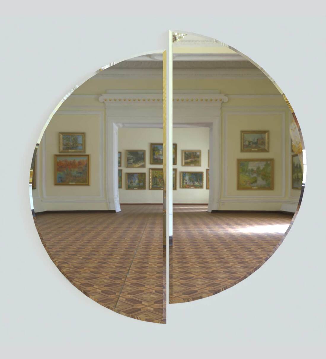 Buy Scandinavian Frameless Beveled Semi Circle Wall Mirror By