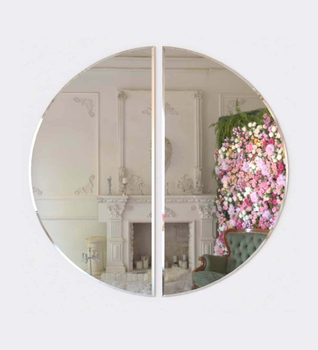 Buy Scandinavian Frameless Beveled Semi Circle Wall Mirror By