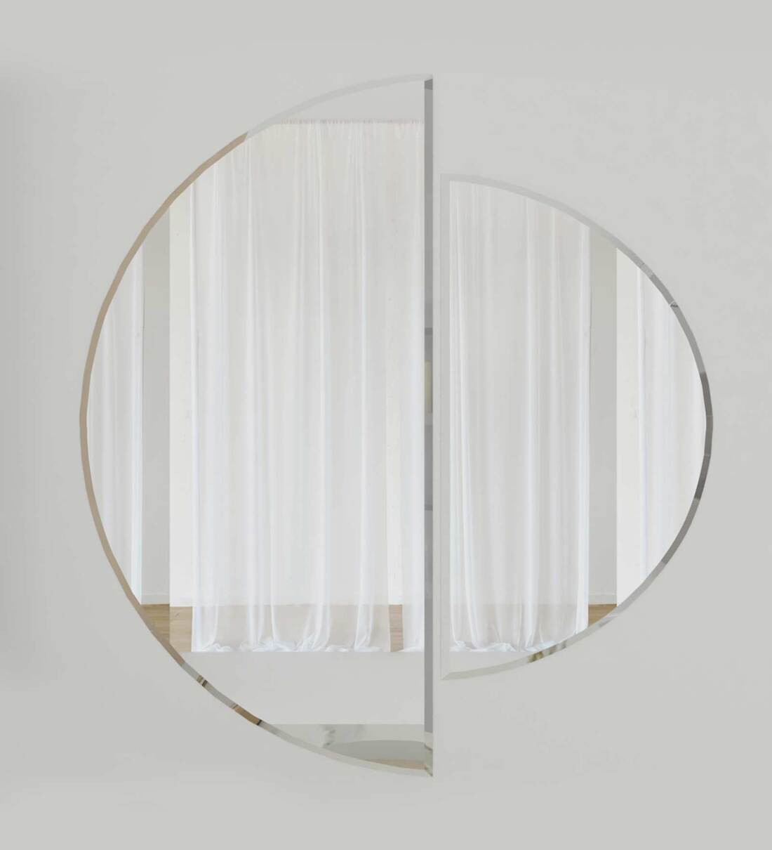 Buy Scandinavian Frameless Beveled Semi Circle Wall Mirror By