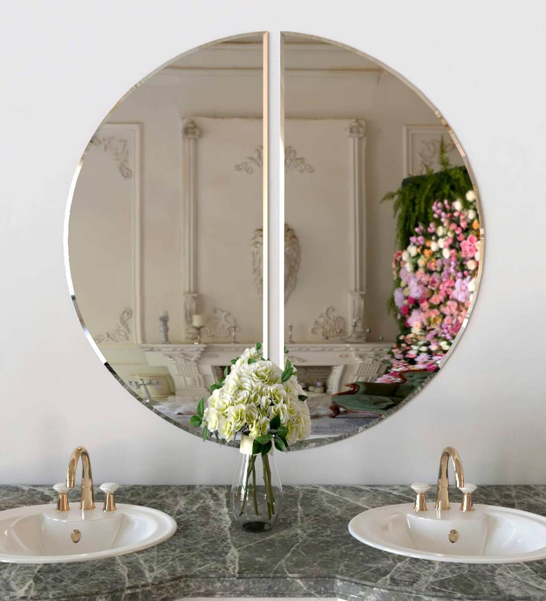 Buy Scandinavian Frameless Beveled Semi Circle Wall Mirror By
