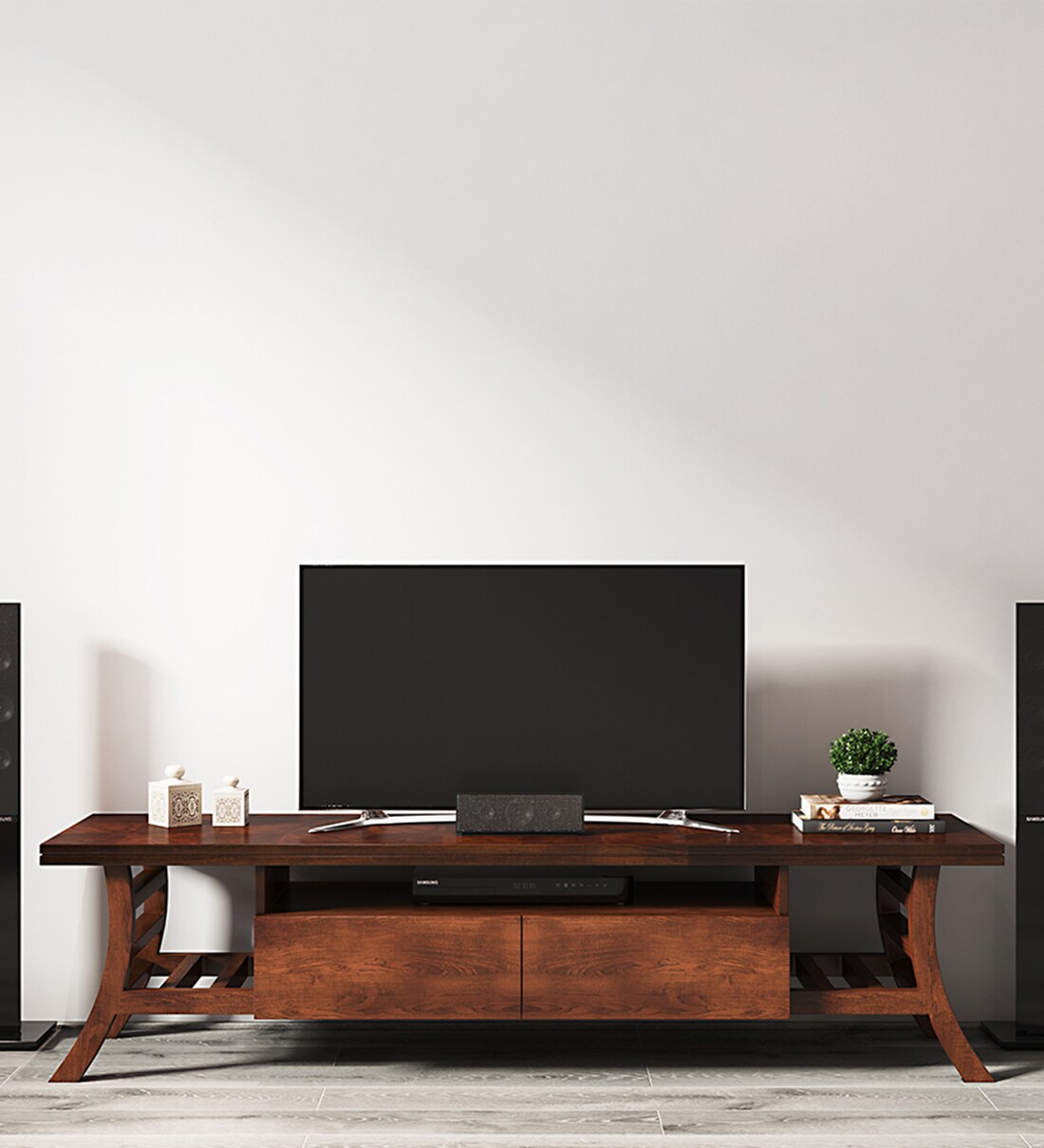 Buy Scarlet Solid Wood TV Console for TVs in Classic Walnut Finish for ...