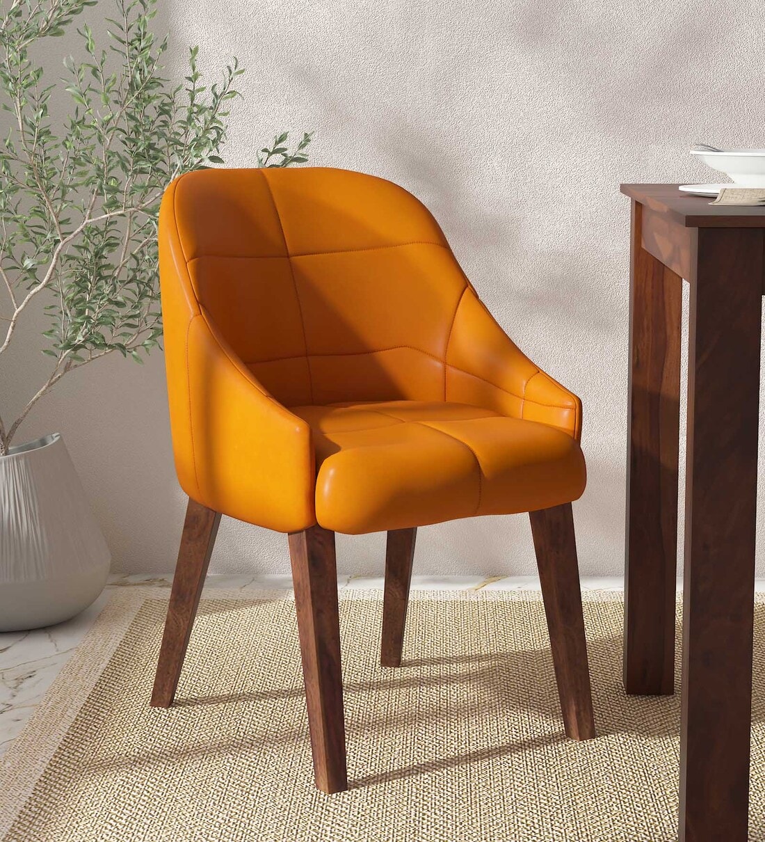 Buy Schuller Leather Dining Chair In Yellow Colour at 12 OFF by
