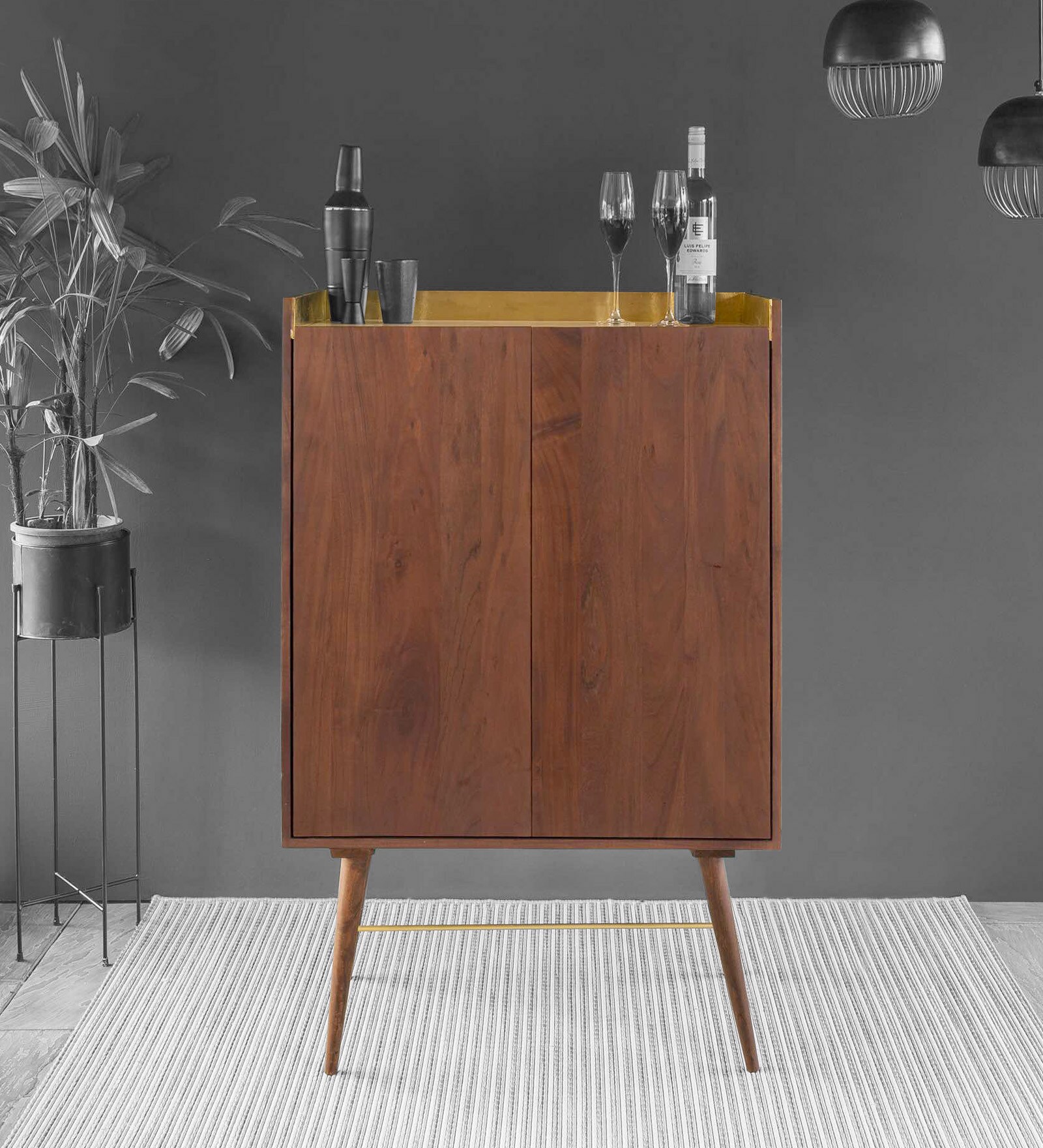 Buy Scandi Solid Wood Bar Cabinet in Autumn Brown Finish at 100% OFF by ...