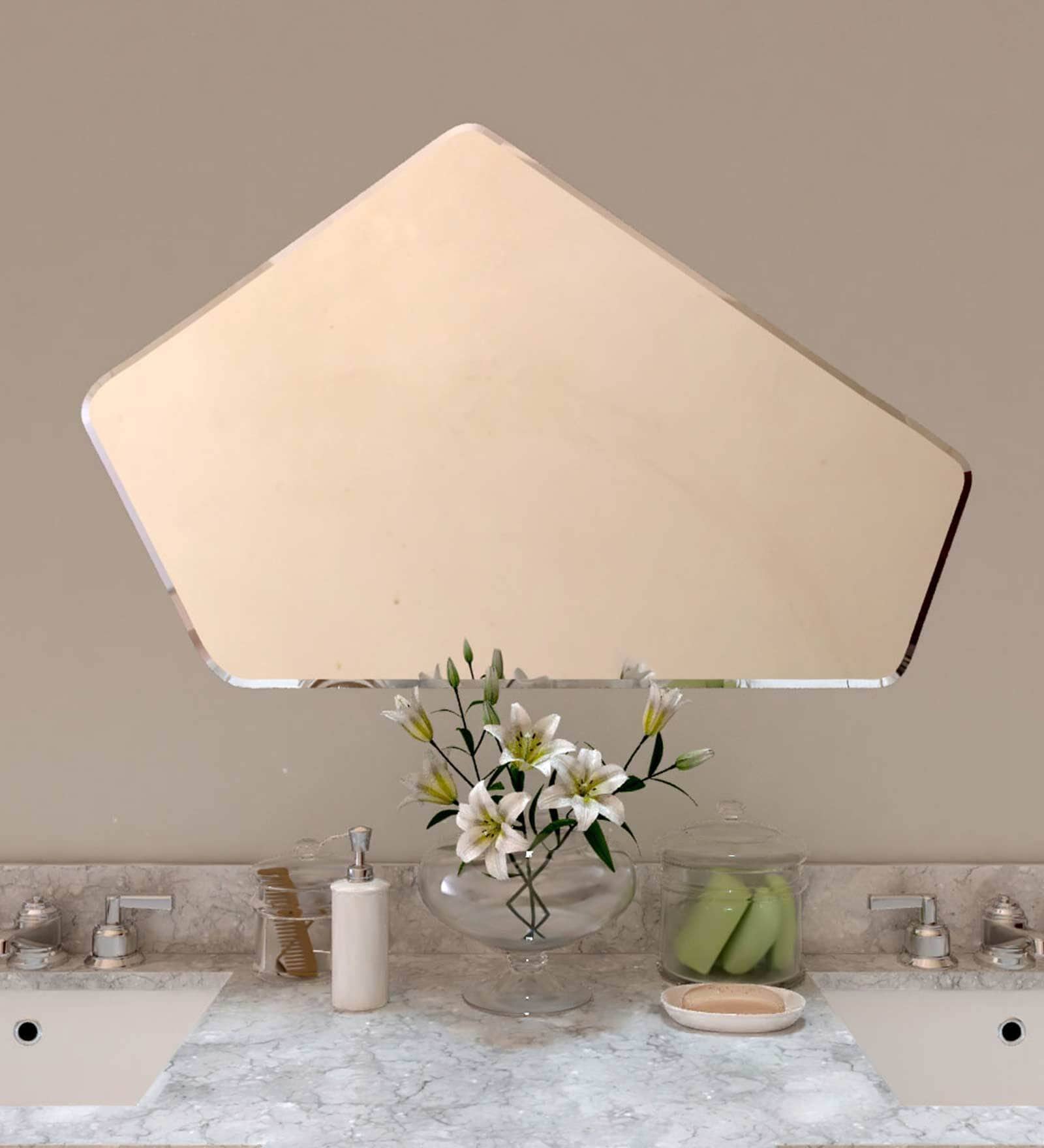 Scandinavian Frameless Beveled Geometrical Shaped Wall Mirror