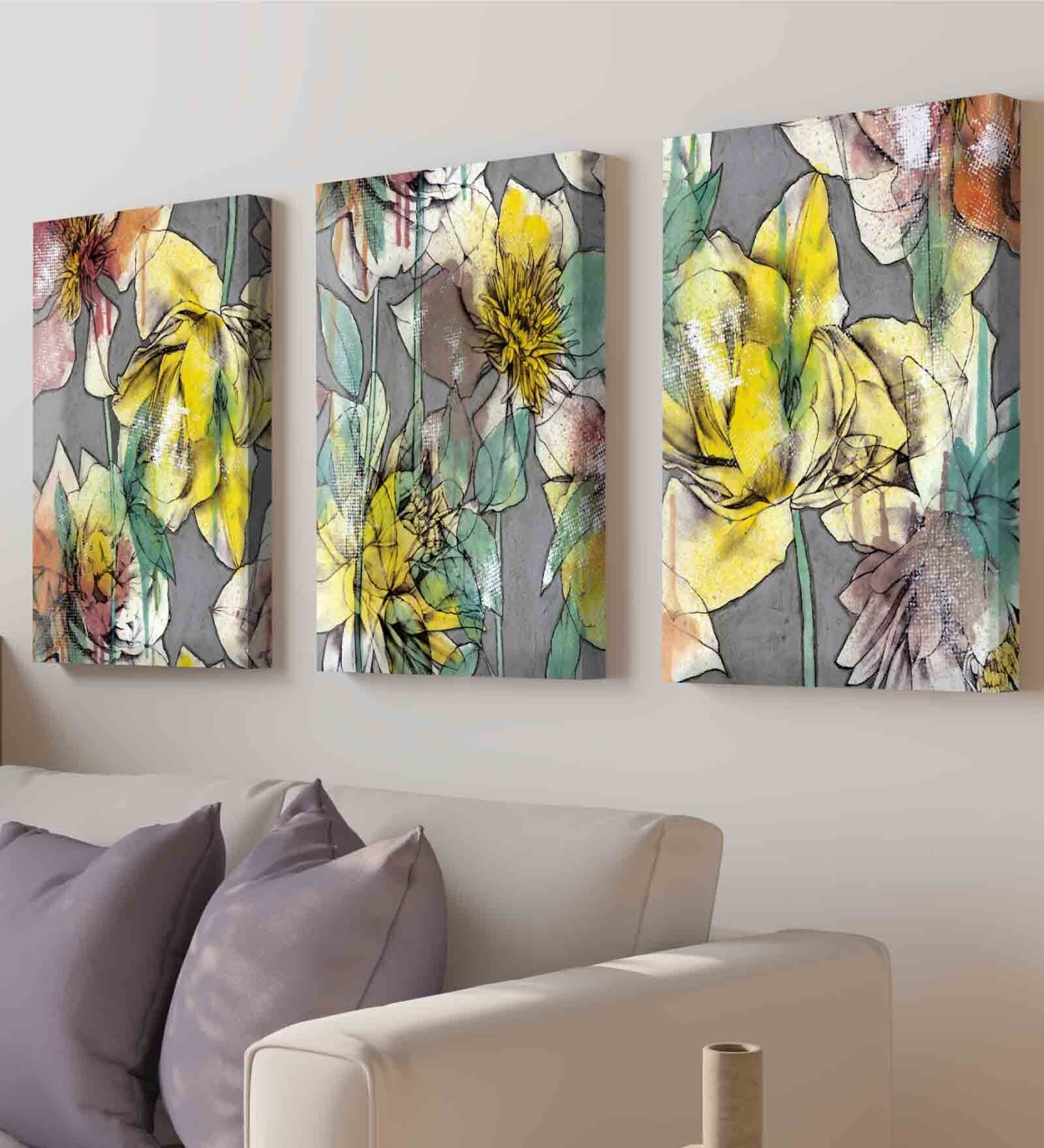 Scandinavian Multicolour Engineered Wood (Set of 3) Art Panels