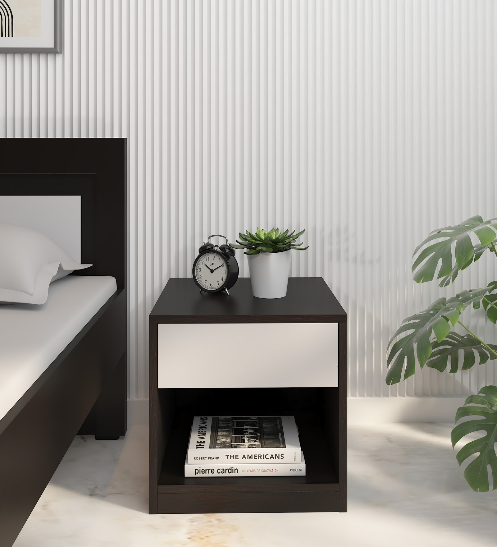 Scarlet Bedside Table in Wenge Finish with Drawer