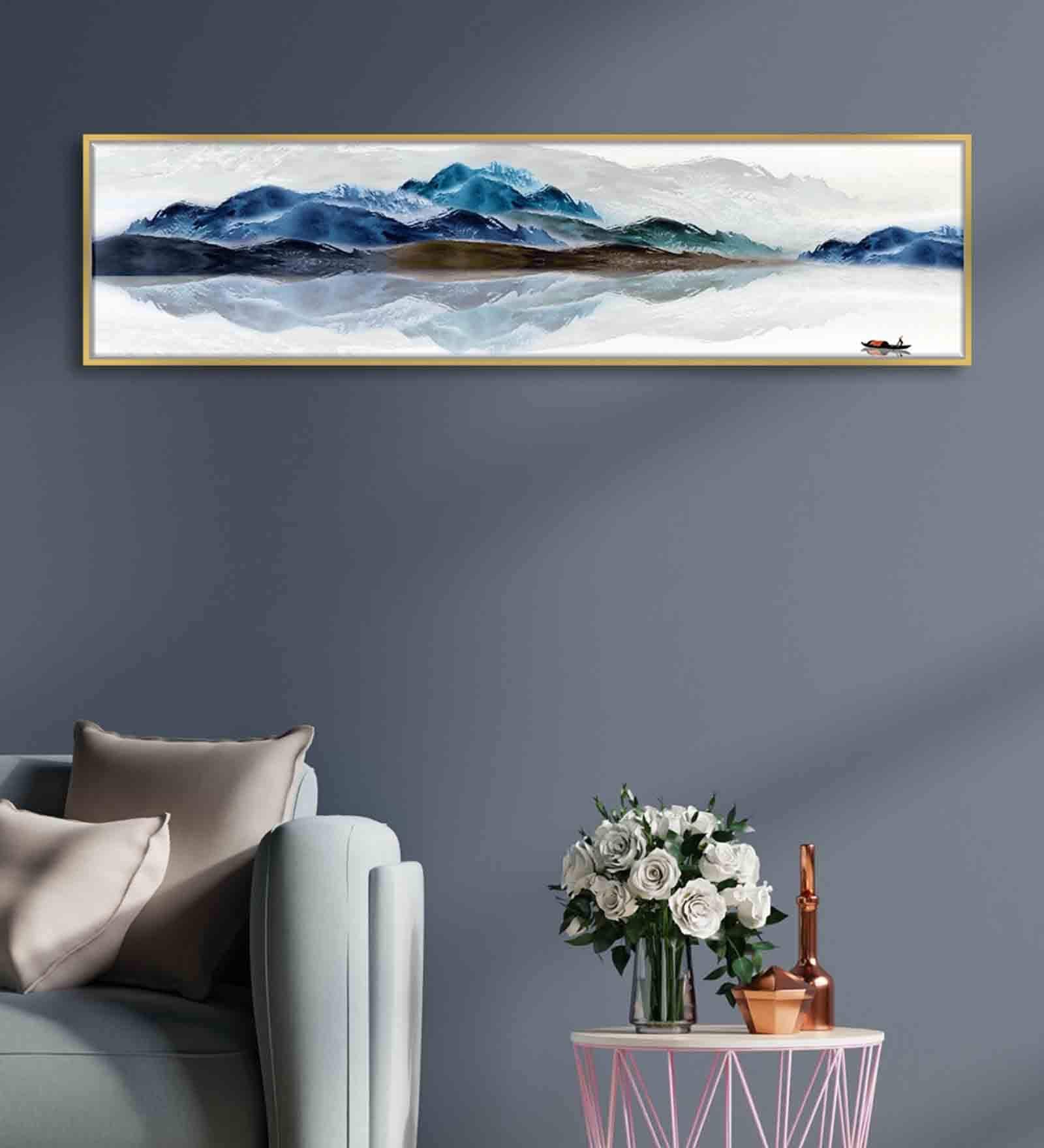 Scenic Blue Mountain & Lake Canvas Art Print