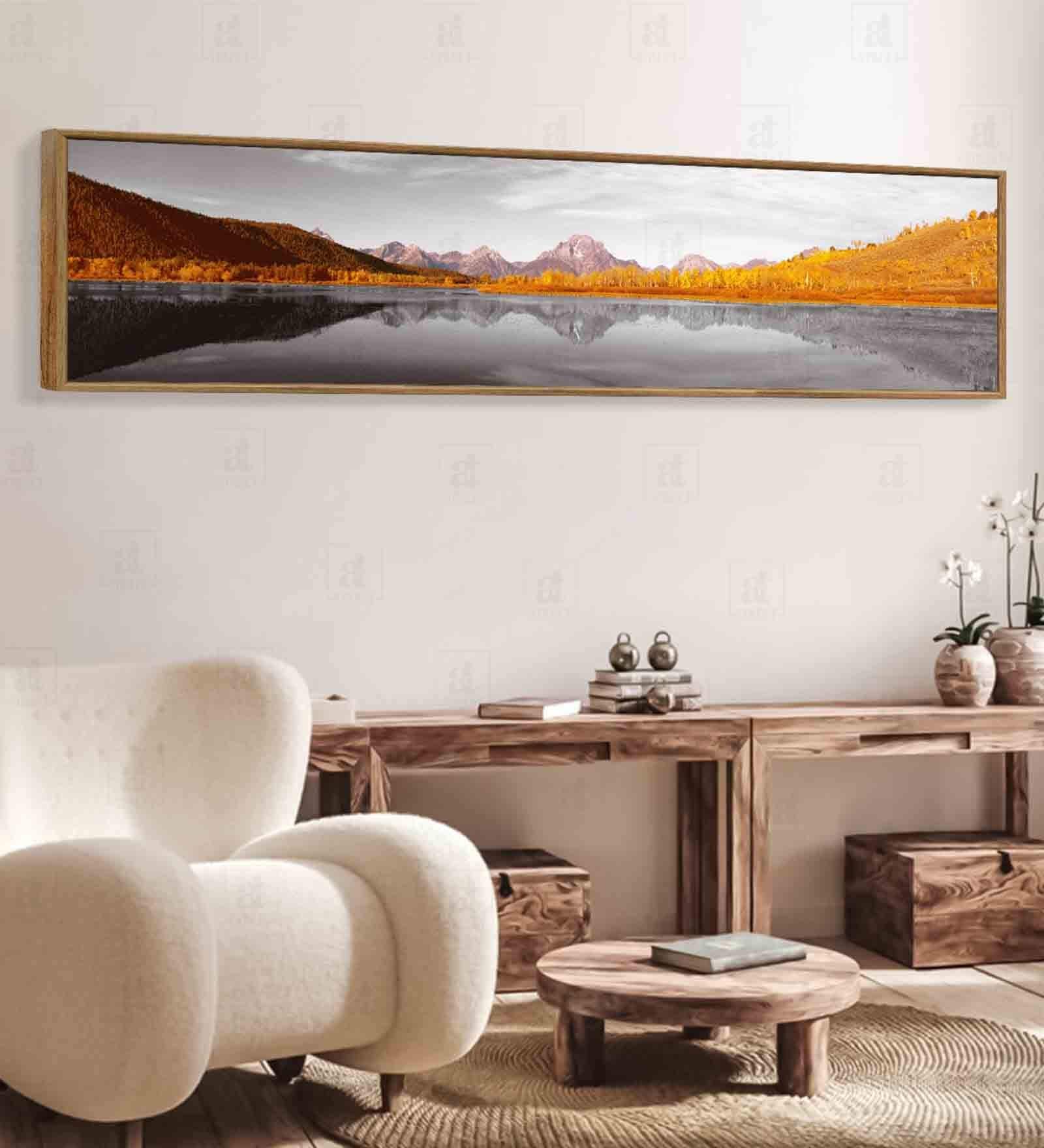 Scenic Mountain Mirror View In The Lake Canvas Art Print