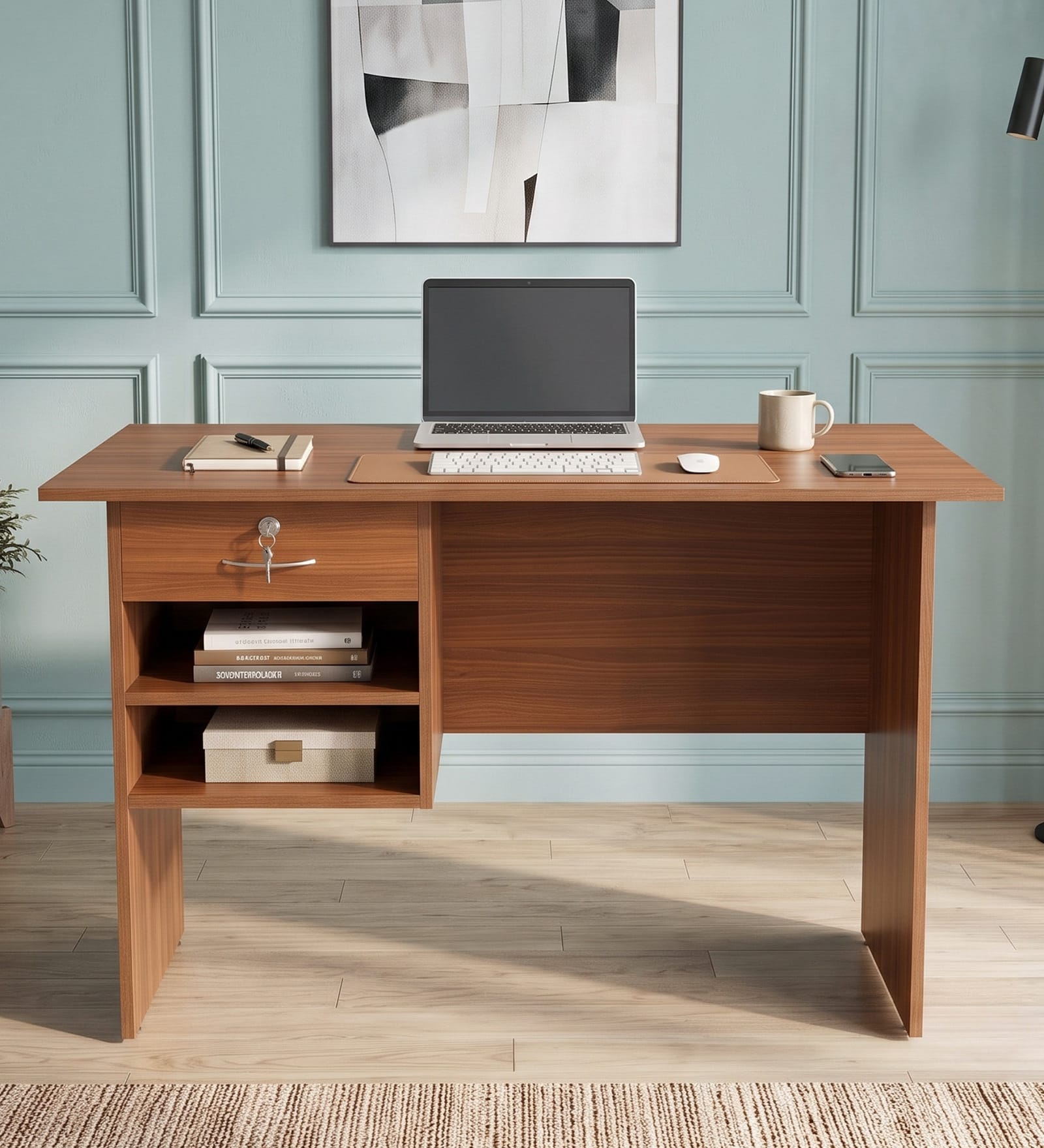 Scholarhub Brown Colour Office Desk In Walnut Finish Scholarhub Brown Colour Office Desk In Walnut Finish