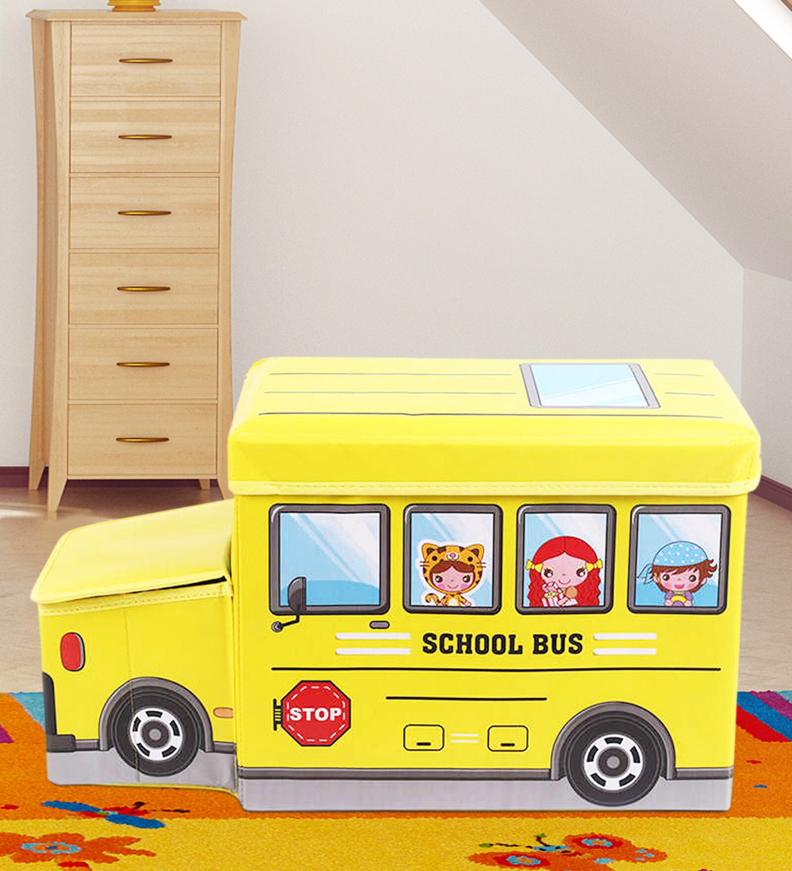 Buy School Bus Kids Storage Box in Yellow at 23% OFF by Muren | Pepperfry