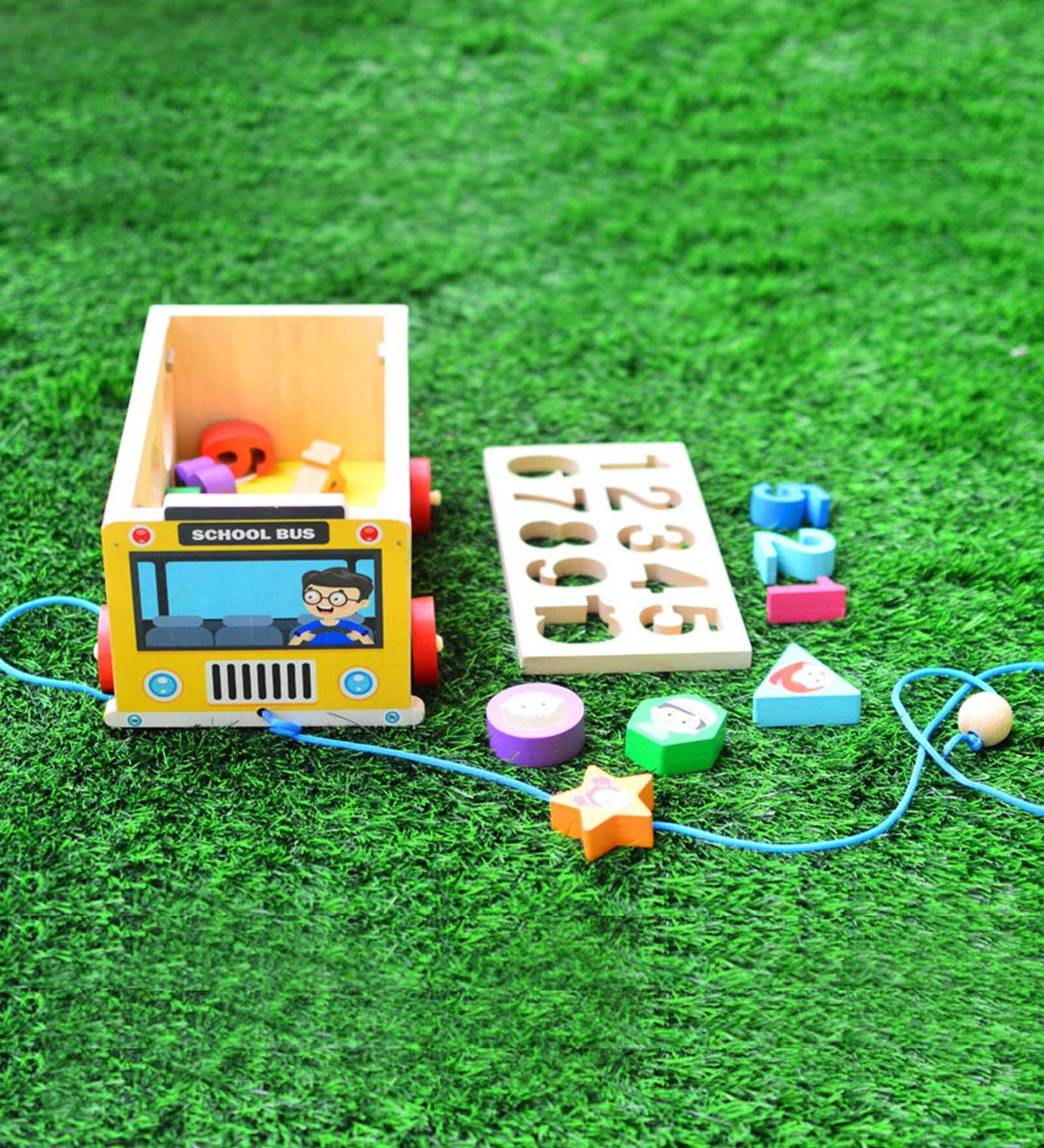School Bus Shape Sorter & Pull Along Toy