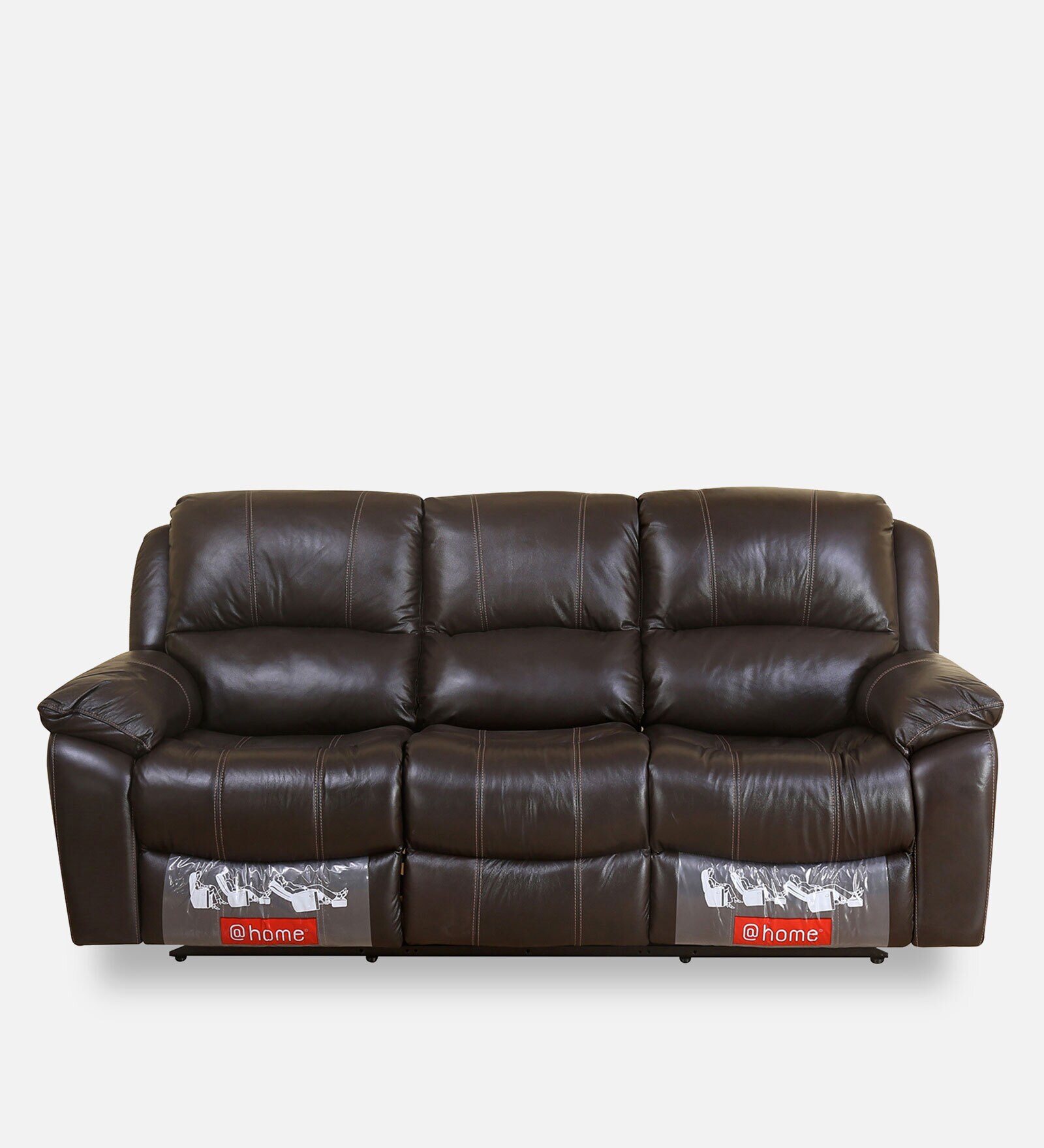 Scott Leatherette Manual 3 Seater Recliner in Dark Brown Colour