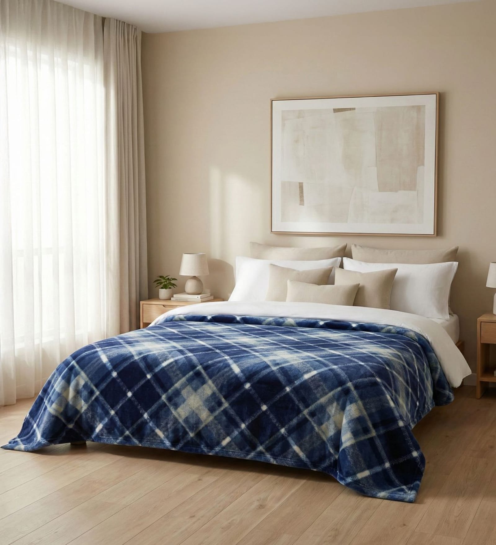 Blue Scott Cloudy Mink Silky-Soft All Season Single Blanket