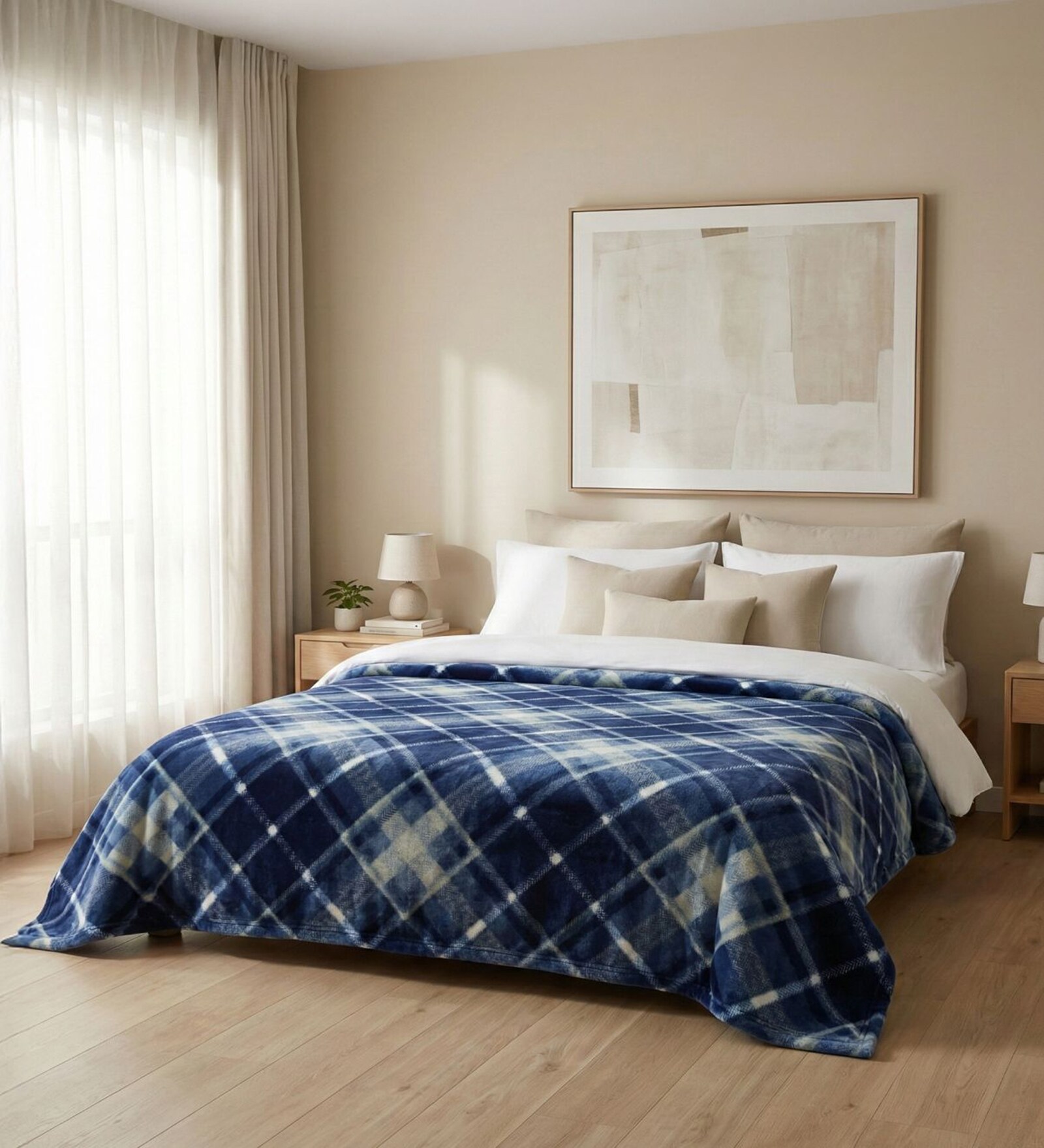 Blue Scott Light Weight Cloudy Mink Silky Blanket